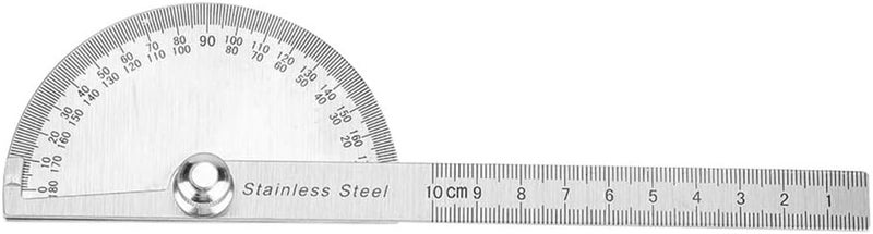 Chiffonade Stainless Steel Protractor 0-180° Round Head Protractor, Angle Finder with Rotary Arm,100mm Machinist Measuring Tool for Woodworking & Metalworking - Image 1
